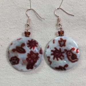 Handmade Vintage Graffiti Bead Drop Earrings Hypoallergenic Posts